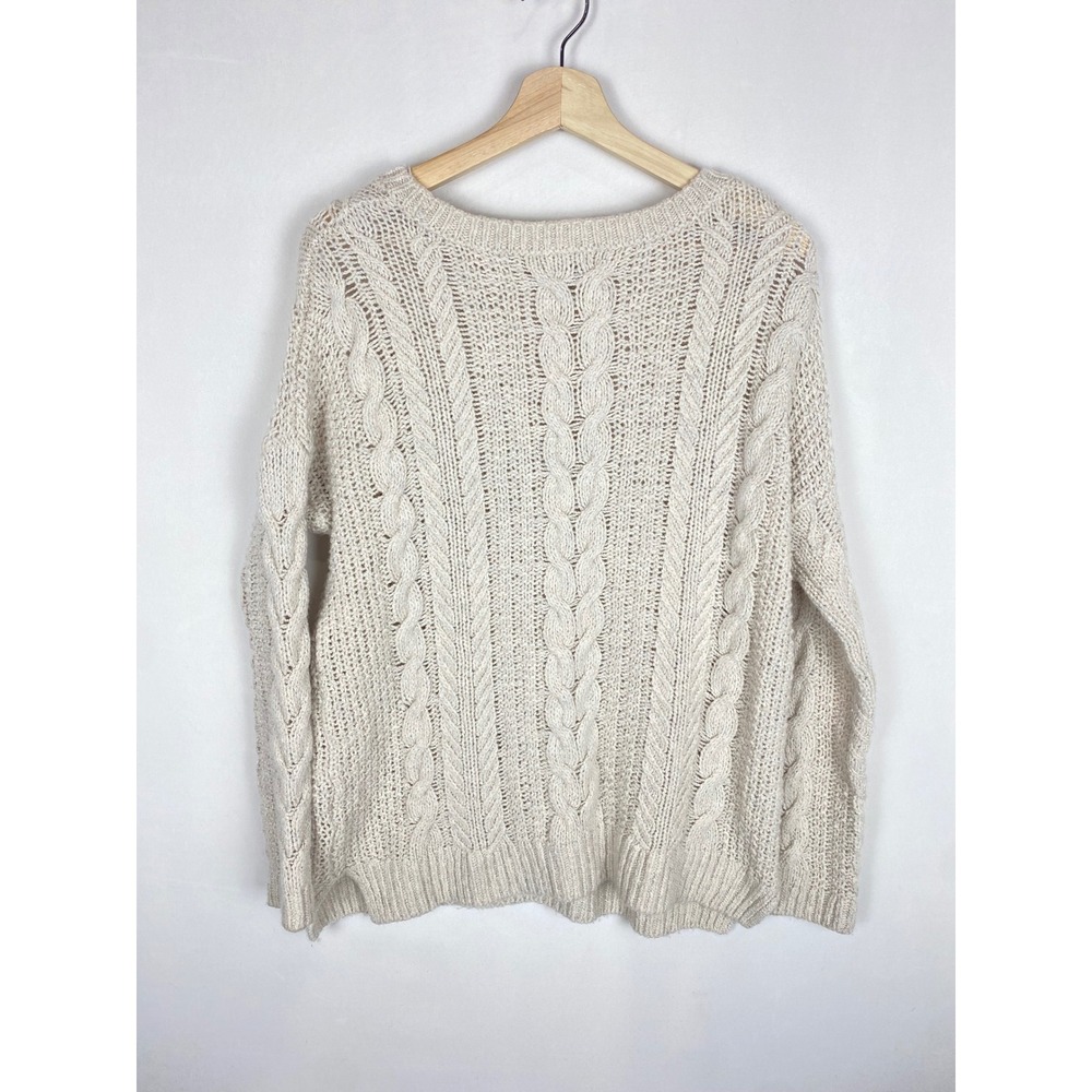 Tommy Bahama Wool Silk Cashmere Cable‎ Knit Sweater Cream Womens Small